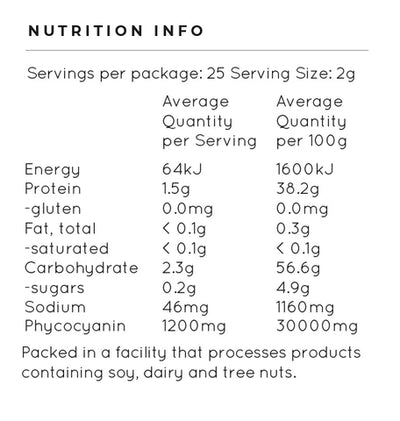 UNICORN SUPERFOODS BLUE SPIRILINA POWDER 60G