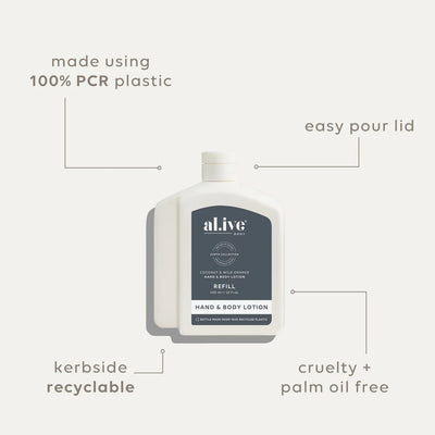 AL.IVE BODY LOTION REFILL 650ML COCONUT & WILD ORANGE