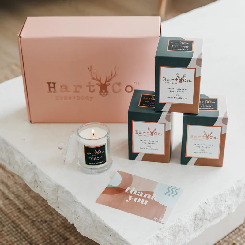 HART CO CANDLE  GIFT BOX 3 SMALL CANDLES