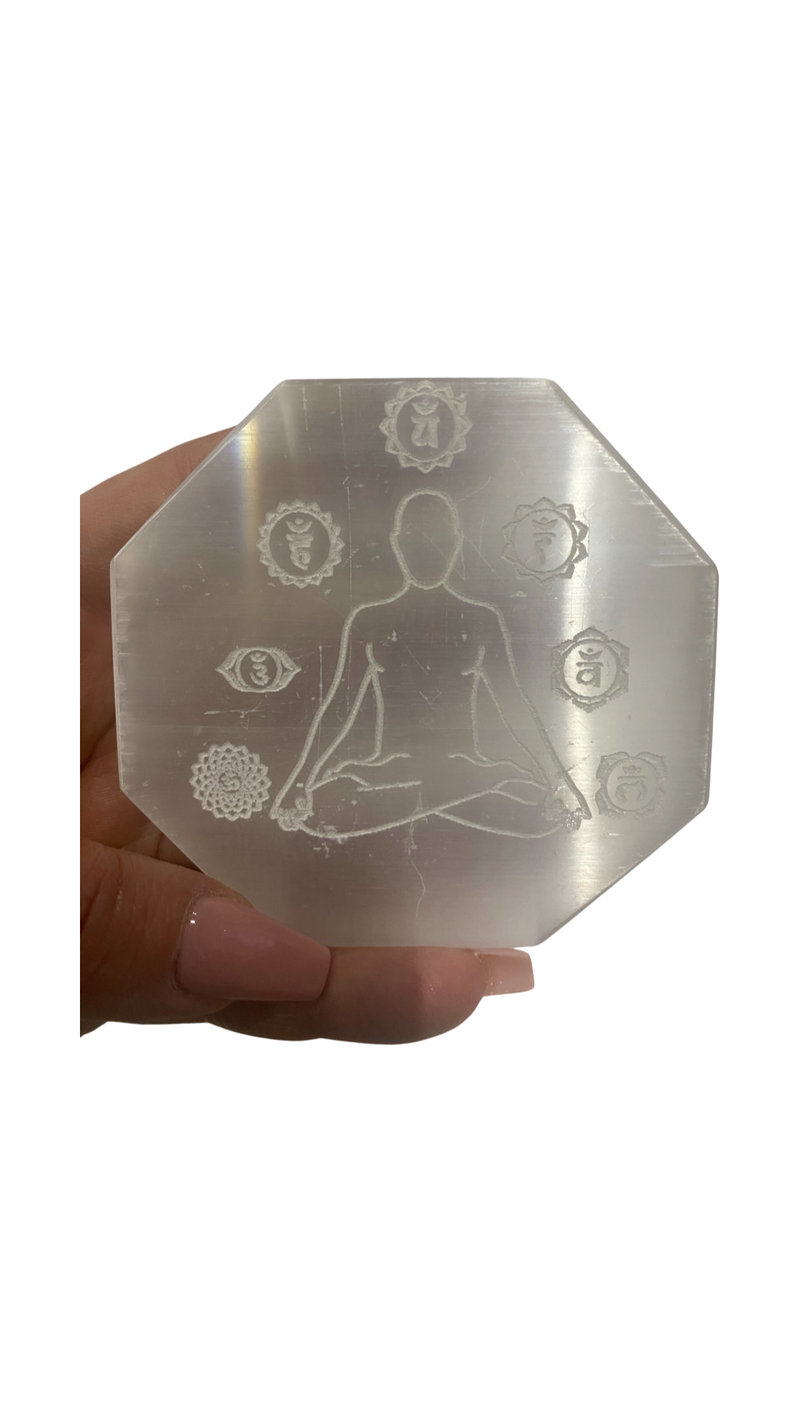 SELENITE CHARGING PLATE HEXAGON YOGA