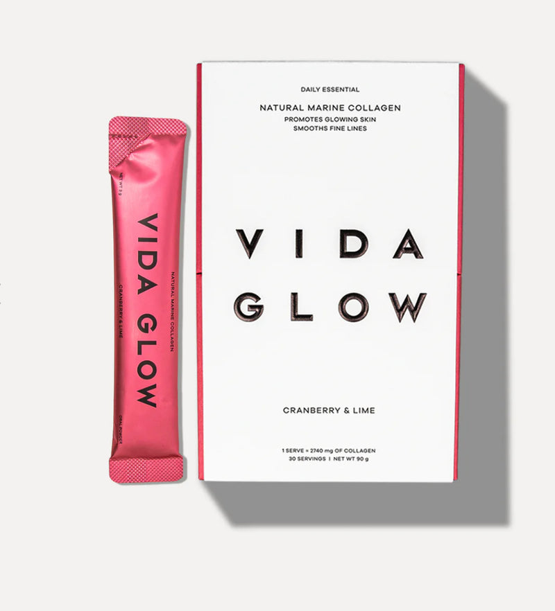 VIDA GLOW NATURAL MARINE COLLAGEN CRANBERRY & LIME