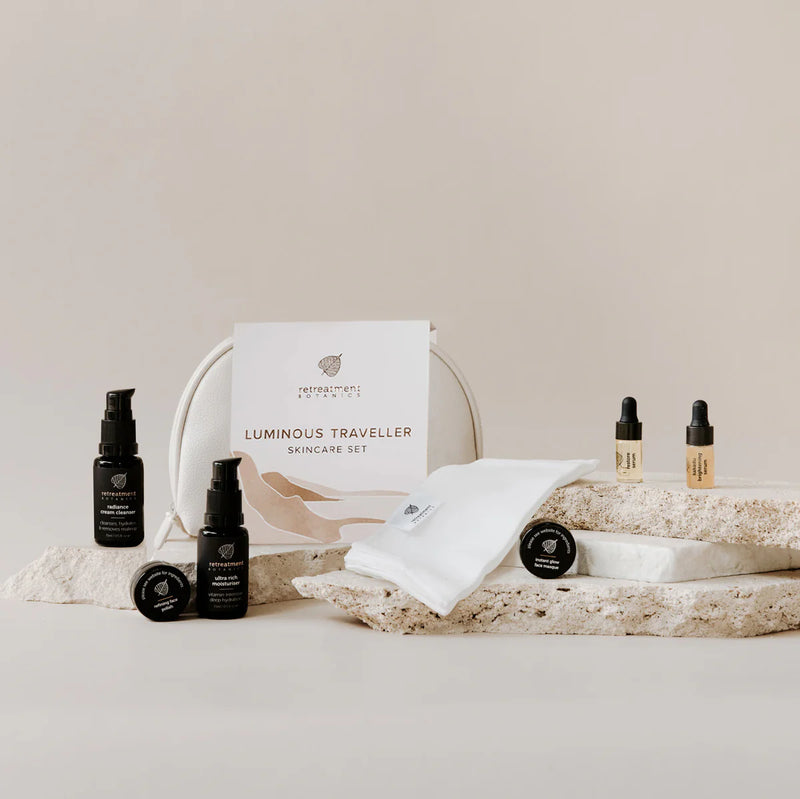 RETREATMENT BOTANICS  LUMINOUS TRAVELLER SKINCARE SET BUNDLE