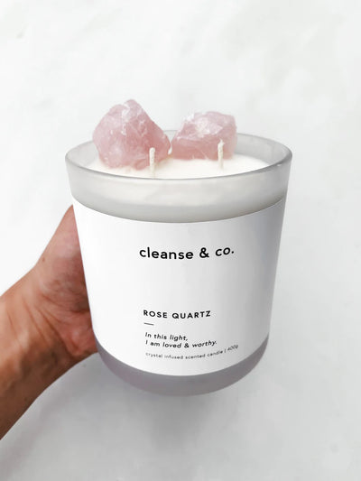 CLEANSE & CO ROSE QUARTZ - LOVED & WORTHY CANDLE