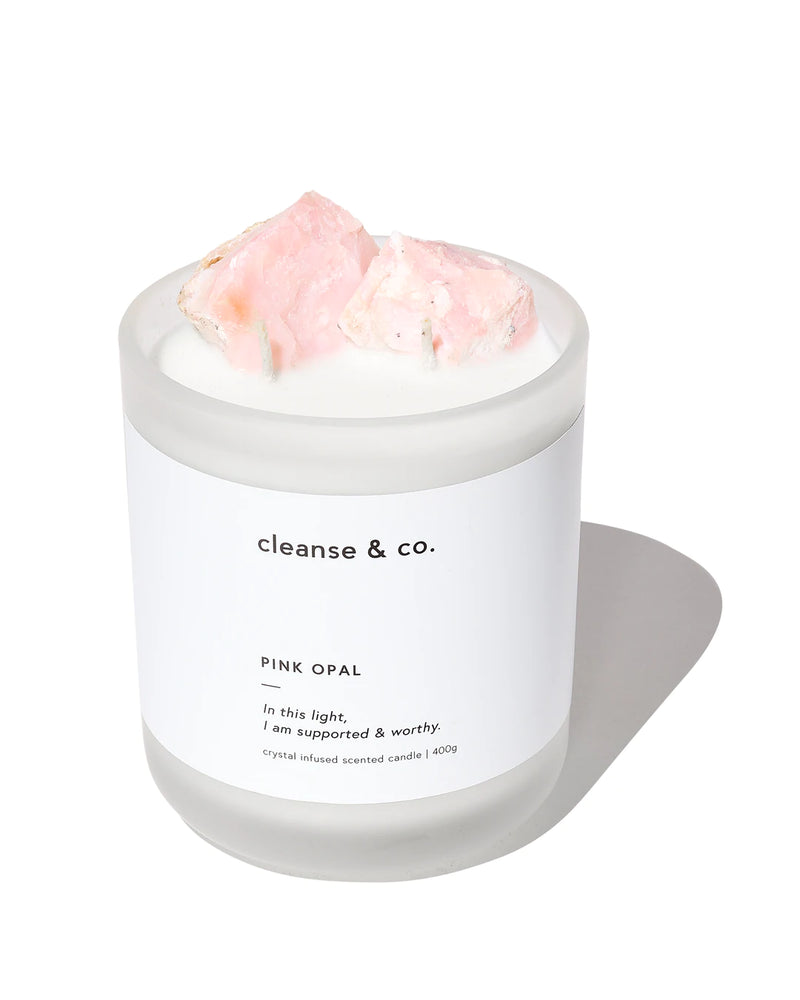 CLEANSE & CO  CANDLE PINK OPAL - SUPPORTED & WORTHY