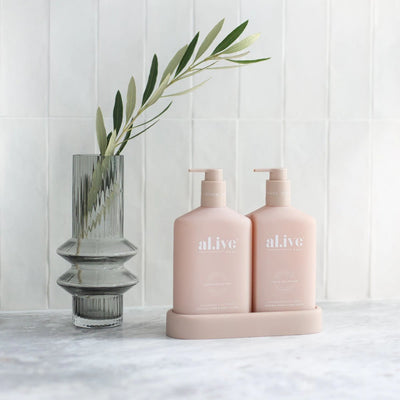 AL.IVE BODY HAND & BODY WASH & LOTION DUO + TRAY APPLEWOOD & GOJI BERRY